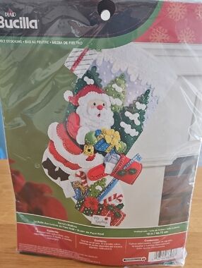 Bucilla 18" Santa's Mailbox Felt Stocking Kit, Partially Started